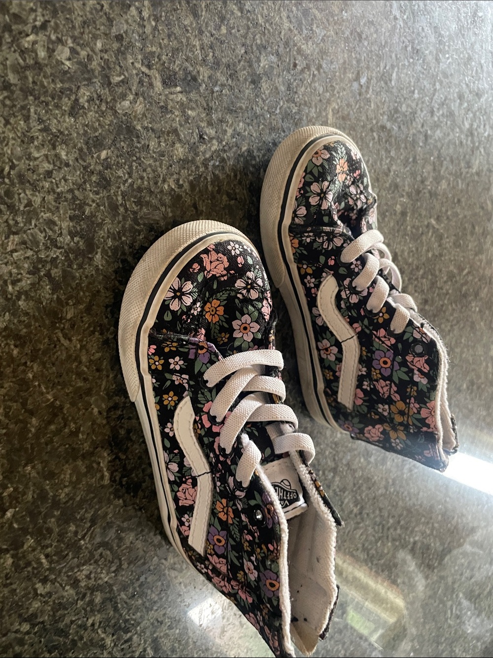 Vans Kids Black Floral High-Top Sneakers with Pink and Purple Accents